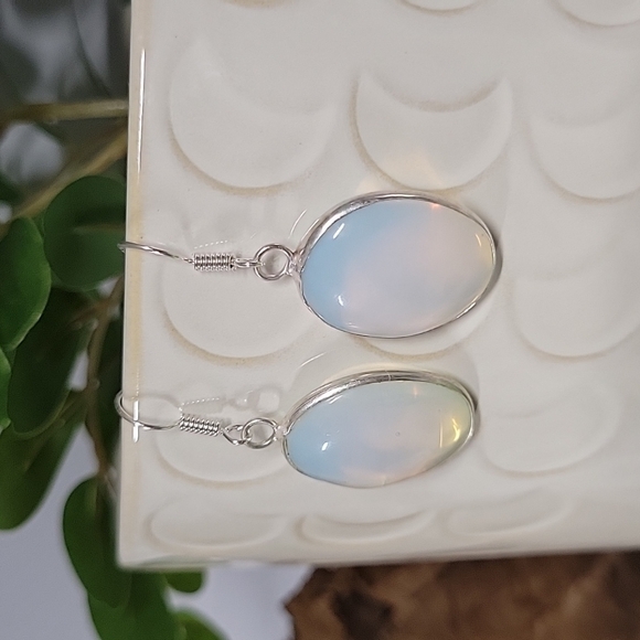 🔥LAST PAIR🔥 Opalite Sterling Silver Oval Drop Earrings, S925 - Picture 4 of 7